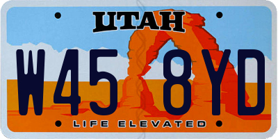 UT license plate W458YD