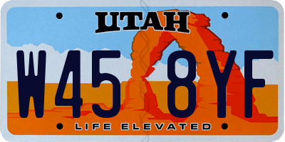 UT license plate W458YF