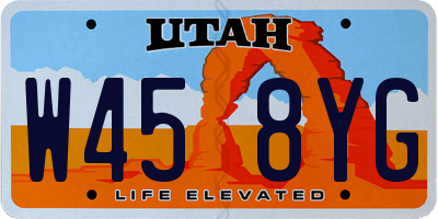 UT license plate W458YG