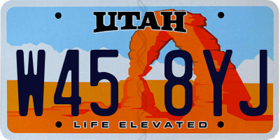 UT license plate W458YJ
