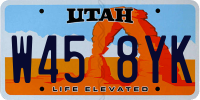 UT license plate W458YK