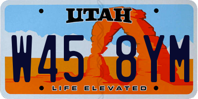 UT license plate W458YM