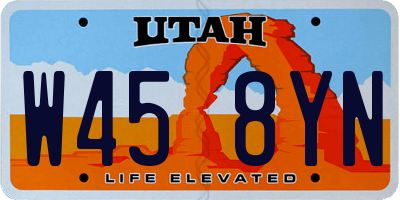 UT license plate W458YN