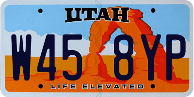 UT license plate W458YP