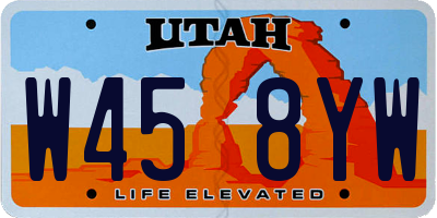 UT license plate W458YW