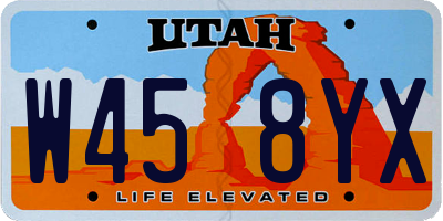 UT license plate W458YX