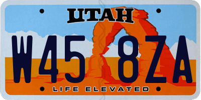 UT license plate W458ZA