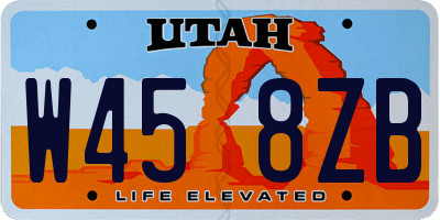 UT license plate W458ZB