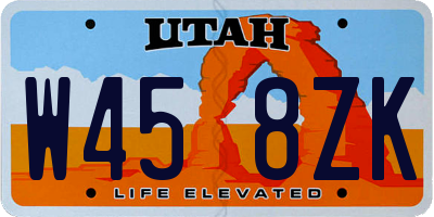 UT license plate W458ZK