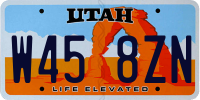 UT license plate W458ZN