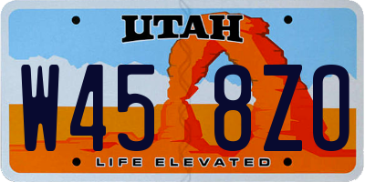 UT license plate W458ZO