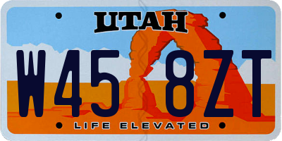 UT license plate W458ZT