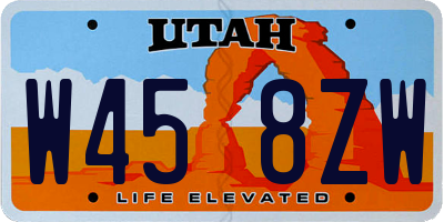 UT license plate W458ZW