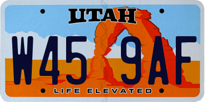 UT license plate W459AF