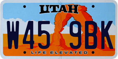 UT license plate W459BK