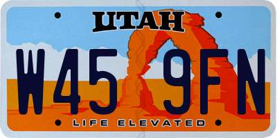 UT license plate W459FN