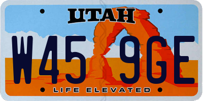 UT license plate W459GE