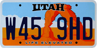 UT license plate W459HD