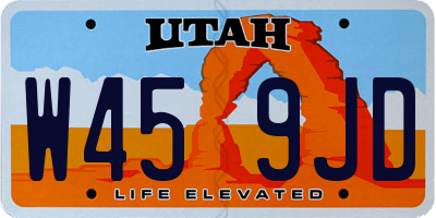 UT license plate W459JD