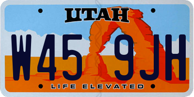 UT license plate W459JH