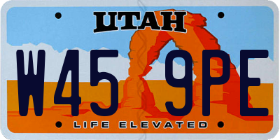 UT license plate W459PE