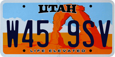 UT license plate W459SV