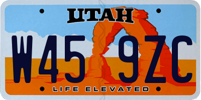 UT license plate W459ZC