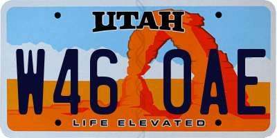 UT license plate W460AE