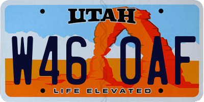 UT license plate W460AF