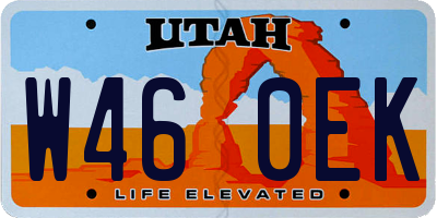 UT license plate W460EK