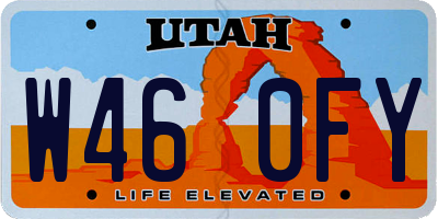 UT license plate W460FY
