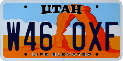 UT license plate W460XF