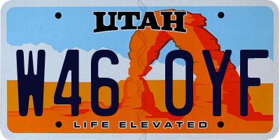 UT license plate W460YF