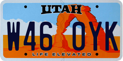UT license plate W460YK