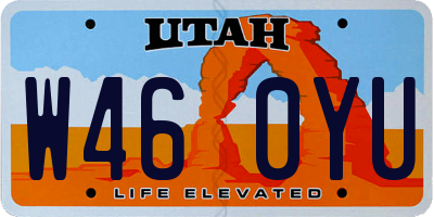 UT license plate W460YU