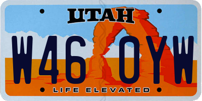 UT license plate W460YW