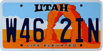 UT license plate W462IN