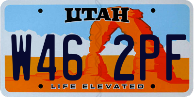 UT license plate W462PF