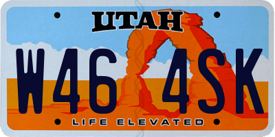UT license plate W464SK