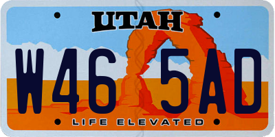 UT license plate W465AD