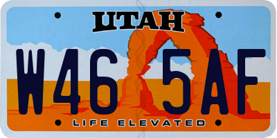 UT license plate W465AF