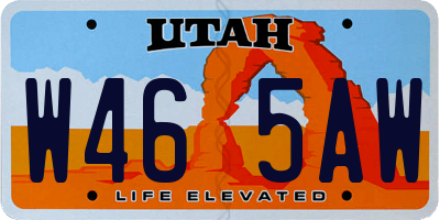 UT license plate W465AW