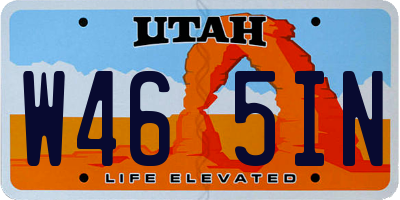 UT license plate W465IN