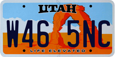 UT license plate W465NC