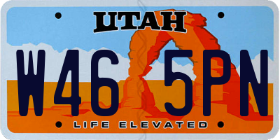UT license plate W465PN