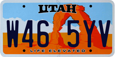 UT license plate W465YV