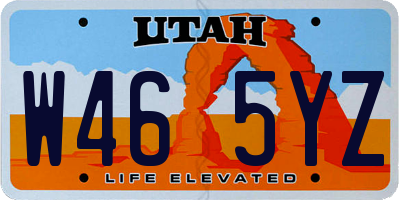 UT license plate W465YZ