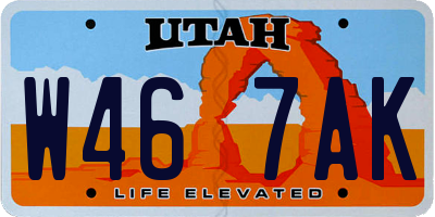 UT license plate W467AK