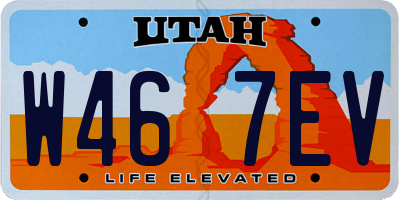 UT license plate W467EV