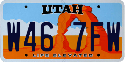 UT license plate W467FW